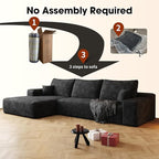 108" Sectional Couches for Living Room Modern Modular Sofa with L-Shape Couchs Upholstered Boneless Couch Deep Seat Sectional Couch with Chaise (Black, Left Facing Chaise+2Seaters)
