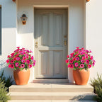 4 Pcs UV Resistant Artificial Petunias Fake Flowers Artificial Flowers for Outdoors Silk Flowers Fake Hanging Basket Plants Suitable for Outdoor Porch Decoration patio Decor 13.3In (Rose red)