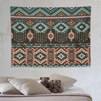 HZOHNAGO Aztec Tapestry Turquoise Blue and Brown and Native American Tribal Pattern Printed Wall Tapestry Wall Hanging for Bedroom Living Room Dorm 80" W x 60" H