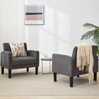 TYBOATLE Accent Chairs Set of 2, Mid Century Modern Upholstered Tufted Living Room Chair for Bedroom, Armchair for Waiting Room, Reading Chair for Office, Grey