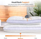 Shredded Memory Foam Pillows, Bed Pillows for Sleeping, Standard Pillow for Side Back Stomach Sleepers, Neck Support Pillow with Washable Removable Cover(28"x 16",1 Pack)