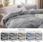 Bedsure Grey Duvet Cover King Size - 3 Pieces Prewashed Cotton-Like Extra Soft Bedding Set, Includes 1 Duvet Cover 104x90 Inches with Zipper Closure & 2 Pillow Shams, Comforter Not Included