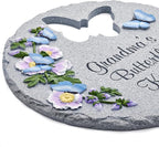 Let's Make Memories Personalized Garden Décor - Custom Garden Stone - Indoor/Outdoor - for Mom or Grandma - for Her - Engraved - Butterfly Cutout - Durable Resin - Large Round Stone