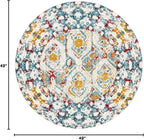 Unique Loom Rosso Collection Vintage, Geometric, Bohemian, Traditional, Distressed, Southwestern Area Rug, Round 4' 0" x 4' 0", Multi/Ivory