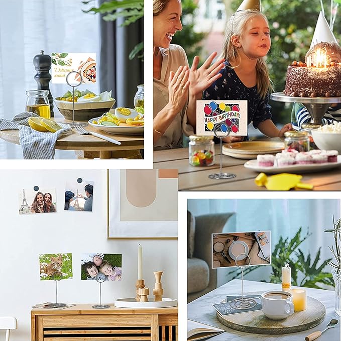 Table Number Holders 20Pcs - 3.35 Inch Place Card Holder Table Number Stands for Wedding Party Graduation Reception Restaurant Home Centerpiece Decorations Office Memo Picture Photo (Silver)