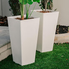 XBrand Modern 28-Inch Square Planter, Modern Tapered Planter Perfect for Indoor & Outdoor, Patio Décor, Set of 2