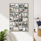 Jerry & Maggie 4×6 collage frame 24 pictures, picture frames collage wall decor, 24 slot picture frame Wall Hanging For 6×4 Photo, Grey