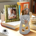 Hand-Painted Grandma-Granddaughter Candle Holder Statue Gift, with Flickering LED Candle | Gigi Grandmother Birthday Gift, Unique Nana Present Ideas for Christmas, Greeting Card Included