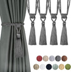 Fenghuangwu Curtain Tiebacks Tassel Tie-Backs, Rope Curtain tie Backs Handmade Curtain Holdbacks Made from Polyester (Charcoal, 4p)
