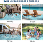 GAOMON Outdoor Rugs 8x10 Waterproof Reversible Outdoor Plastic Straw Rug, Large Patio Rugs UV-Resistant Portable RV Camping Mats, Vintage Boho Carpet for Deck Porch Garden, Light Blue & White