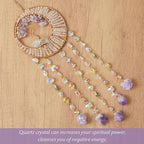 Green Quartz Gemstone Dream Catcher Tree of Life Chakra Dream Catchers with Healing Crystal Stones Handmade Dreamcatcher Sun Catcher Wall Decor for Boys Girls,Bedroom,Wedding,Garden,Bless Gift