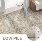 GENIMO Runner Rug 2x10 Machine Washable Non Slip Vintage Hallway Runner Rug, Low Pile Lightweight Rugs for Indoor Entryway, Hallway, Kitchen and Corridor, Antique Taupe