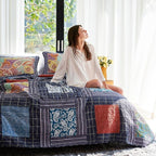 Secgo California King Quilt Size - 100% Cotton Oversized California Comforter Set Bedding Sets (120 * 110 Inch) with 2 Pillow Shams, Patchwork Reversible Lightweight Bedspread