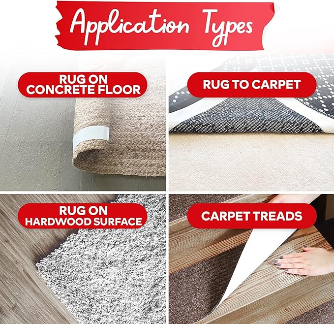 XFasten Double Sided Carpet Tape for Area Rugs, 2 Inch x 10 Yards w/Mini Cutter – Heavy Duty Anti Slip Rug Grip Tape, Works as Rug Gripper, Wood Safe, Easy Removal for Hardwood and Laminate Floors