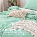 Litanika Comforters Mint Green King Size, 3 Pieces Lightweight Solid Bedding Set & Collections, All Season Fluffy Bed Set (104x90In Comforter & 2 Pillowcases)