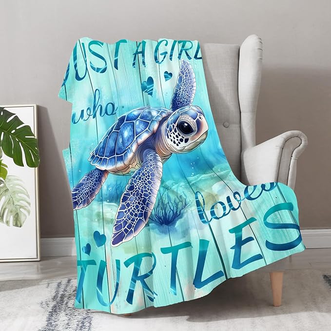 Aimego Sea Turtle Blanket Gifts for Women Men Kids Boys Girls Ocean Animal Turtle Lovers Bedroom Living Room Decor Soft Plush Cozy Bed Couch Fleece Throw Blanket 50"x60"