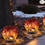 Solar Globe Lights Outdoor Waterproof-Solar Balls-Solar Garden Lights-Orbs for Outside 2 Pack Cracked Glass Ball for Lawn Patio Yard Backyard Decorations