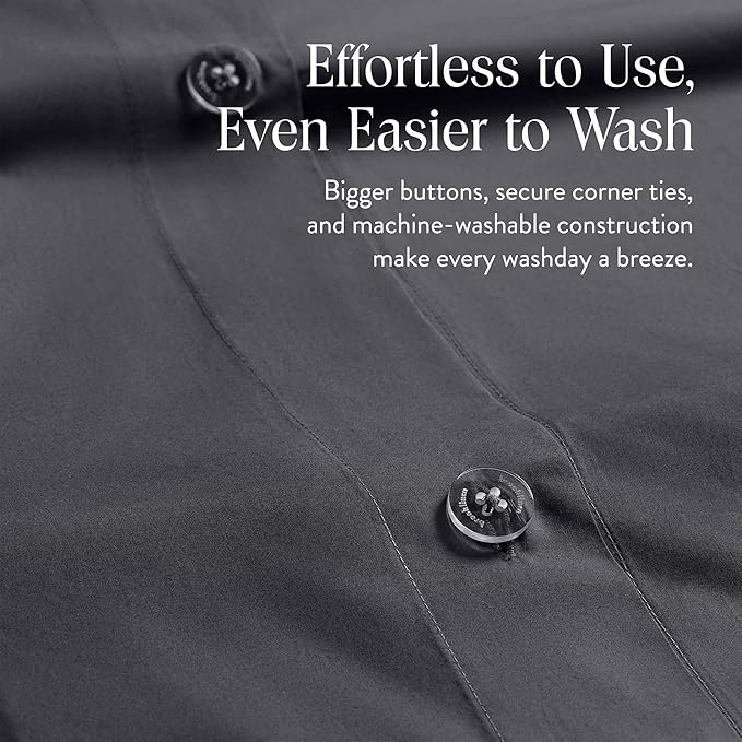 Brooklinen Luxury Percale Duvet Cover – 100% Cotton, Cool, Crisp, Extra-Long Corner Ties, Button Closure, Soft & Breathable – Machine Washable, Duvet Cover King/California King Bed Sizes (Slate)