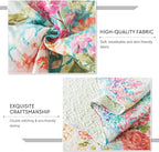 Travan Floral Quilt Queen Quilt Set, Fade Resistant Microfiber Queen Quilt Bedding Set with 1 Quilt Set and 2 Shams Champagne Coverlet Set for All Season, Dream Garden-Champagne, King