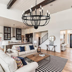 Black Chandelier 15-Light Industrial Iron Candle Chandelier Modern Suspended Farmhouse Chandeliers Pendant Light Fixtures for Dining Room Bedroom Living Room Kitchen Island Foyer E12 Bulb