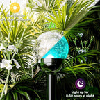 GIGALUMI Solar Outdoor, Cracked Glass Ball Solar Garden Lights, Color Changing Lights Outdoor,Garden LED for Path, Patio, Yard, 3 Pack Pathway