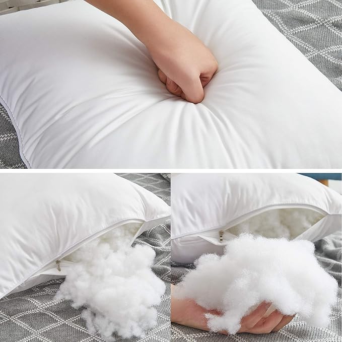 Oubonun 22 x 22 Throw Pillow Inserts (Set of 2) with 100% Cotton Cover - 22 Inch Square Interior Sofa Decorative Pillow Insert Pair - White Couch Pillow