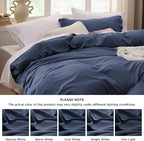 Bedsure Navy Oversized King Duvet Cover - 3 Pieces Prewashed Cotton-Like Extra Soft Bedding Set, Includes 1 Duvet Cover 120x98 Inches with Zipper Closure & 2 Pillow Shams, Comforter Not Included