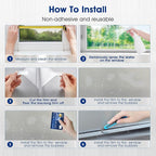 Privacy Window Film Static Cling, Frosted Glass Decorative Window Film with 96% UV Blocking, Non-Adhesive Removable Window Cling for Home Office Bathroom, 17.5 x 78.7 Inches, Pure