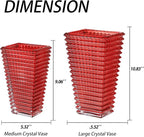 MCMCNCUIU Crystal Vase, Large Crystal Vases for Flowers, Red Large Flower Vase, Modern Glass Vases for Living Room, Bedroom, Kitchen, Dining Table, Mantle, Wedding, 9 Inches