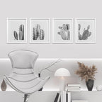 SIGNWIN Framed Black & White Saguaro Southwest Desert Tropical Cactus Wall Art, Set of 4 Floral Botanical Wall Decor Prints, Nature Wilderness Wall Décor for Living Room, Bedroom - 12"x16" White