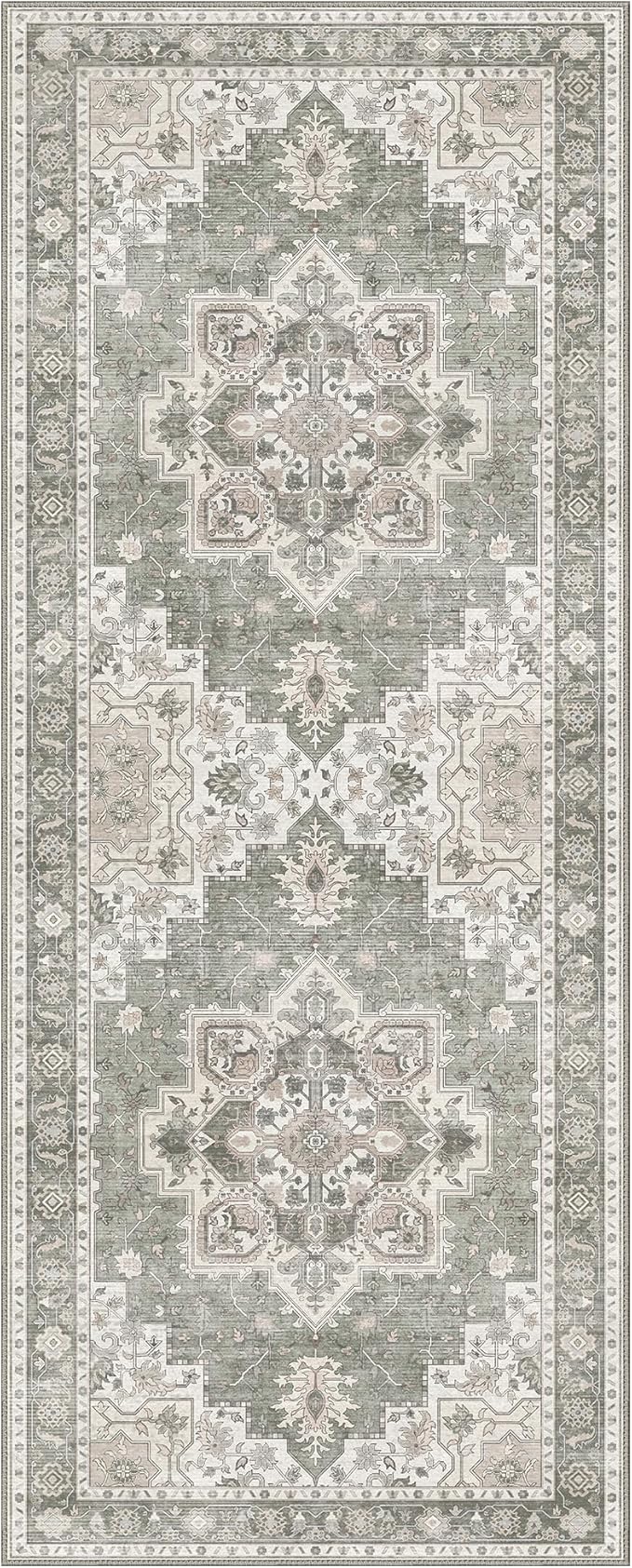 GENIMO 2x10 Runner Rugs for Hallway, Machine Washable Non Slip Vintage Rugs, Low Pile Lightweight Soft Print Rug for enrtyway, Corridor, Home Office, Kitchen, Moonlight