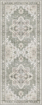 GENIMO 2x10 Runner Rugs for Hallway, Machine Washable Non Slip Vintage Rugs, Low Pile Lightweight Soft Print Rug for enrtyway, Corridor, Home Office, Kitchen, Moonlight