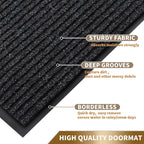 Yimobra Front Door Mat Outdoor Indoor Entrance, 100% Waterproof All-Season All Weather Doormat, Welcome Matt Outside Entry, Non Slip, Low Profile, Heavy Duty Patio Porch Floor Mats,47 x 24,Black Grey