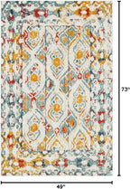 Unique Loom Rosso Collection Vintage, Geometric, Bohemian, Traditional, Distressed, Southwestern Area Rug, 4' 0" x 6' 0", Multi/Ivory