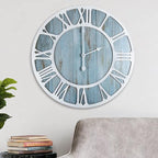 1st owned Wall Clocks for Living Room Decor,24" Vintage,Round Silent Non Ticking,Black Metal,Modern Wood Clocks for Home Bedroom,Kitchen,Garden,Office,Cafe,Modern Wall Decoration -Roman Numerals