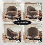 COLAMY Modern Swivel Accent Chair with Hidden Storage, 360° Barrel Swivel Chair, Small Swivel Armchair for Living Room/Bedroom, Brown