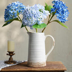 Quoowiit Ceramic Rustic Vase with Handle, White Distressed Decorative Farmhouse Pitcher Vase for Home Decor Living Room Bedroom Kitchen Office Shelf Decor Centerpiece Table Decoration