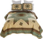 Donna Sharp Contemporary Polyester Quilt Set - Sea Breeze Star - 3-Piece Queen Size Quilt Set, Includes Quilt, and Two Standard Pillow Shams Perfect for Coastal and Souhtwest Decor