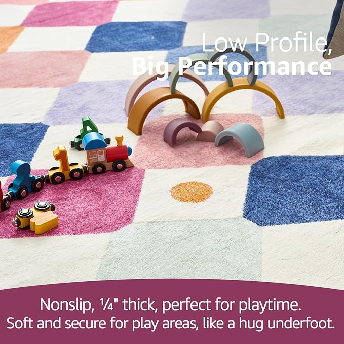 jinchan Kids Rug for Classroom 8ft Radius Corner Washable Area Rug Modern Colorful Quarter Circle Rug Soft Non-Slip Carpet for Nursery Playroom Daycare Reading Nook Living Room Berries on Cream