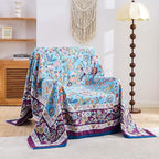 Fall Blanket for Bed, 100% Cotton Soft Rustic Boho Throw Blanket Quilt, 60"x80" Farmhouse Decor Bed Flower Blankets, Light Weight Reversible Bohemian Throw Quilt