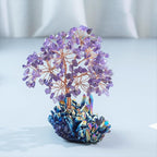 Amethyst Crystal Tree with Rainbow Titanium Cluster Base Tree of Life Decor for Shelf, Bedroom, Birthday Gifts for Women, Sister Birthday Gift for Mom, Cute Home Purple Decor Present