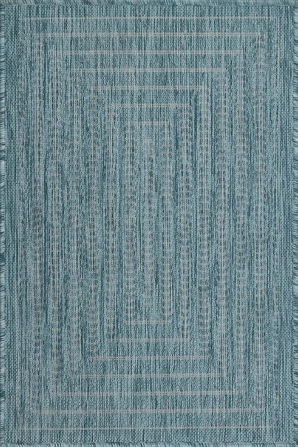 Adiva Rugs Outdoor Indoor Area Rug, Weather Resistant, Easy to Clean, Stain Resistant Floor Mat for Dining Room, Backyard, Deck, Patio (Aqua Weiss, 2' x 3')