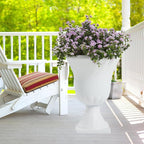 Worth Garden 2-Pack Plastic Urn Planters - 22'' Tall Round Classic Resin Flower Pots Pure White Traditional Large Plant Pots for Front Porch Patio Deck Wedding Decoration Pot - Indoor & Outdoor