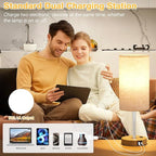 Touch Bedside Table Lamp with USB - 3 Way Dimmable Wood Lamp for Bedroom Nightstand, Desk Lamp with Charging Station for Dorm, Office, Kids Room, Living Room