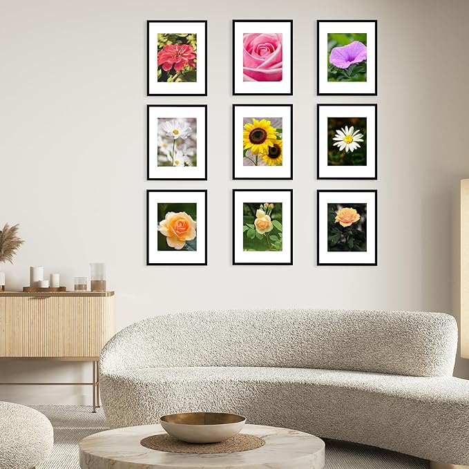 12 Packs 11x14 Picture Frames, Display 8x10 with Mat or 11x14 Without Mat, Black Gallery Wall Frame Set, 11 by 14 Frames Bulk Set of 12 Collage Wall Decor Photo Frames Set for Wall, Black