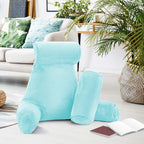 Nestl Reading Pillow Large Bed Pillow, Back Pillow for Sitting in Bed Shredded Memory Foam Chair Pillow, Reading & Bed Rest Pillows Light Blue Back Pillow for Bed, Bed Chair Arm Pillow with Pockets