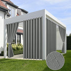 HolidayIdeas 4 Panels Linen Outdoor Curtains for Patio Waterproof Curtains 95 Inch Length-Indoor/Outdoor Curtains Weatherproof, Privacy for Pergola, Porch, Gazebo-110 Wide x 95" Long Light Grey