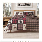 Great Bay Home Lodge Bedspread Twin/Twin XL Size Quilt with 1 Sham. Cabin 2-Piece Reversible All Season Quilt Set. Rustic Quilt Coverlet Bed Set. Stonehurst Collection. (Red/Black)