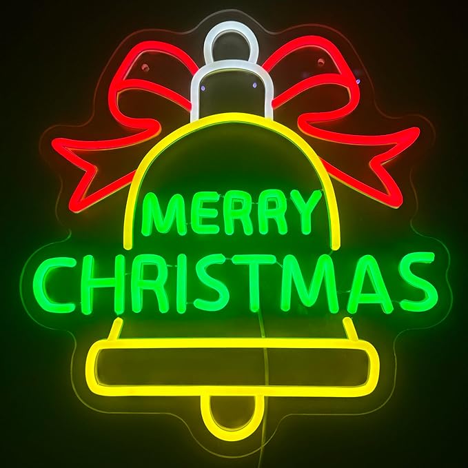 Neon Signs - Cartoon Bell Christmas LED Wall Lights for Home Party Decor - Xmas Gift