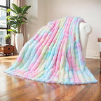 UKELER Colorful Plush Furry Throw Blanket 50''x60'', Super Soft Cozy Warm Blanket for Bed, Couch, Sofa, Office, Camping Shaggy Faux Fur Blanket Gift for Girls, Women